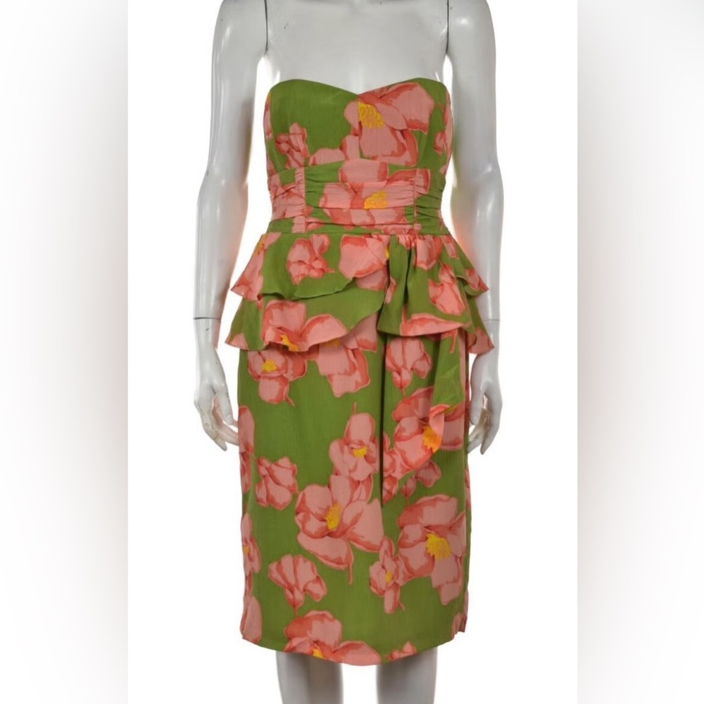 🌷 Host Pick 🌷 Vintage Nanette Lepore Silk Floral Strapless Dress